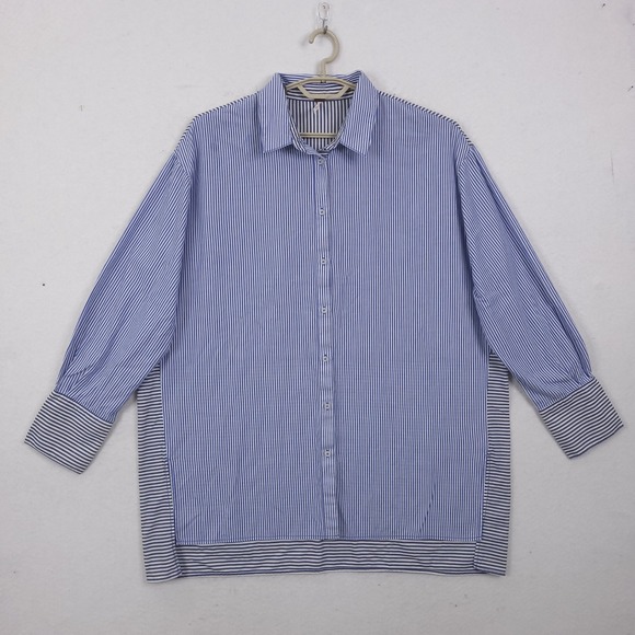 Free People Tops - Free People Top Tunic Size Large Striped Oversized Button Up Relaxed Minimalist